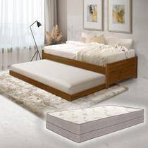 Cama Solteiro Completa em Madeira com Cama Inferior Oculta Para Quarto Infantil e 2 Colchões D33