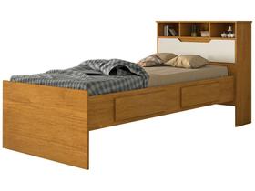 Cama Solteiro Conquista Móveis Ravena Cinamomo e Off-White
