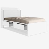 Cama Solteiro Daiane Baú Branco com Gavetas com Colchão Cama Solteiro Daiane Baú Branco com Gavetas com Colchão