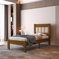 Cama Solteiro De Madeira 100% Pinus Tapeçada Reforçada Quarto Vivare