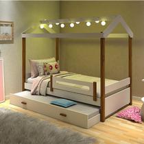 Cama Solteiro Eliz Branca com Luzes e Auxiliar Divaloto Cama Solteiro Eliz Branca com Luzes e Auxiliar Divaloto