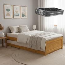 Cama Solteiro Em Madeira Com Bicama Auxiliar E 2 Colchões D20 Estrutura Resistente Suporta Peso Com Segurança - Cama Solteiro Em Madeira Com Bicama Auxiliar E 2 Colchões D20 Estrutura Resistente Suporta Peso Com Segurança -