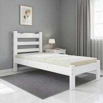 Cama Solteiro em Madeira Maciça Reforçada Branco