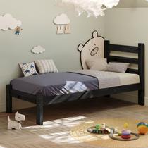 Cama Solteiro Em Madeira Maciça Reforçado Rubi Preto Nemargi