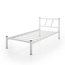 Cama Solteiro Estilo Industrial Aço Branca