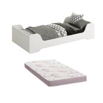Cama Solteiro Evolutiva Zaki 2 em 1 Branco Fosco com Colchão - Reller