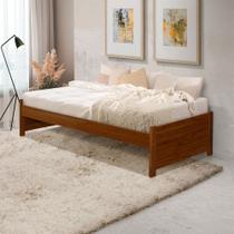 Cama Solteiro Gabrieli Estrutura Reforçada Madeira Maciça Castanho