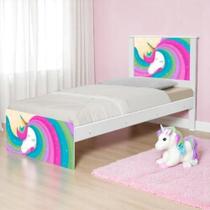 Cama Solteiro Hop Barcelona Unicórnio Arco Íris com Colchão Cama Solteiro Hop Barcelona Unicórnio Arco Íris com Colchão
