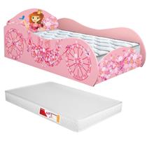 Cama Solteiro Infantil Com Colchão Menino Menina Carro Stock Car Azul Princesas Meninas Montessoriana Corrida Facil Acesso quarto criança