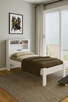 Cama Solteiro Invicta C/ Nicho Bau -Prateleira e Tomada -Santos Andirá P/Colchão 188x88 - Branco