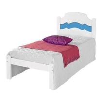 Cama Solteiro Iris Branco - Azul - Branco Cama Solteiro Iris Branco - Azul - Branco