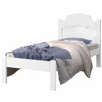 Cama Solteiro Iris Branco e Azul Branco com Colchão