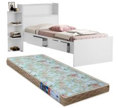 Cama Solteiro Isa Com Gavetas + Colchão Solteiro Cama Solteiro Isa Com Gavetas + Colchão Solteiro