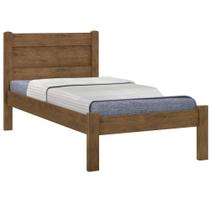 Cama Solteiro J&A Móveis Prisma 100% MDF para colchão de 88 cm de largura Jequitibá/Off White