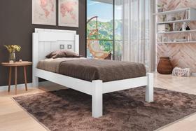 Cama Solteiro Letícia Branco com Colchão