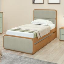 Cama Solteiro Loop Tecido Boucle com Cama Auxiliar Amêndoa Clean Cama Solteiro Loop Tecido Boucle com Cama Auxiliar Amêndoa Clean