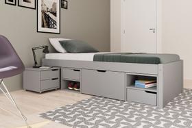 Cama Solteiro Madeira Maciça com 3 Gavetas e 1 Mesa de Cabeceira Charme Cama Solteiro Madeira Maciça com 3 Gavetas e 1 Mesa de Cabeceira Charme