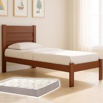 Cama Solteiro Madeira Maciça Moderna E Resistente Com Colchão D33 Confortável Incluso Cama Solteiro Madeira Maciça Moderna E Resistente Com Colchão D33 Confortável Incluso