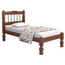Cama Solteiro Madeira Maciça Palmo - Castanho