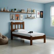 Cama Solteiro Madeira Maciça Reforçada Marrom