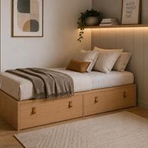 Cama Solteiro MDF 25mm com dois gavetões para até 150kg Resistente e Durável Cama Solteiro MDF 25mm com dois gavetões para até 150kg Resistente e Durável
