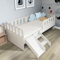 Cama Solteiro Mdf Bp Com Escadinha/escorrega 03 Grades E Cabeceira Megamobilia Cama Solteiro Mdf Bp Com Escadinha/escorrega 03 Grades E Cabeceira Megamobilia