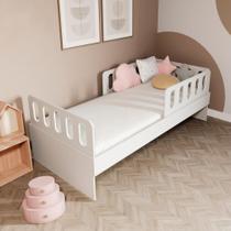 Cama Solteiro Mdf Branco com 02 Grades e Cabeceira Anatômica Mobilistore Cama Solteiro Mdf Branco com 02 Grades e Cabeceira Anatômica Mobilistore