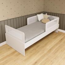 Cama Solteiro Mdf Branco com 02 Grades e Cabeceira Telinha Anatômica Mobilistore Cama Solteiro Mdf Branco com 02 Grades e Cabeceira Telinha Anatômica Mobilistore