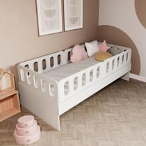 Cama Solteiro Mdf Branco Com 04 Grades E Cabeceira Anatômica Mobilistore Cama Solteiro Mdf Branco Com 04 Grades E Cabeceira Anatômica Mobilistore