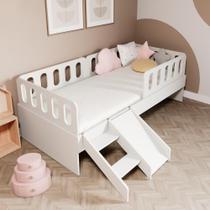 Cama Solteiro Mdf Branco Com Escadinha Escorrega Mobilistore Cama Solteiro Mdf Branco Com Escadinha Escorrega Mobilistore