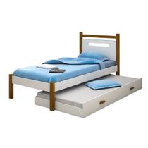 Cama Solteiro MDF Infantil Com Auxiliar Branco Mel Divaloto