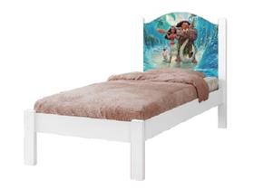 Cama Solteiro Menina Adesivada Moana 100%Mdf Branca
