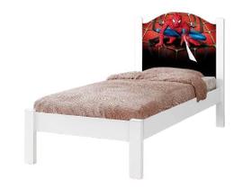 Cama Solteiro Menino Adesivada Spider Man 100%Mdf Branca