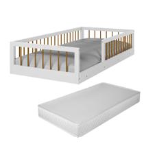 Cama Solteiro Montessoriana Infantil Ana Com Colchão Quarto Da Criança Meninas E Meninos Berço Moderno Com Grade Lateral