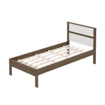 Cama Solteiro Moscou 04 TCM Nogal e Branco