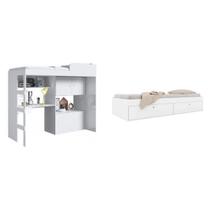 Cama Solteiro Multifuncional com Baú e Escrivaninha Lion