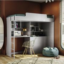 Cama Solteiro Multifuncional com Escrivaninha Office New Conect