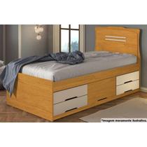 Cama Solteiro Multifuncional Júlia c/ 5 Gavetas Cinamomo/Off White - Conquista