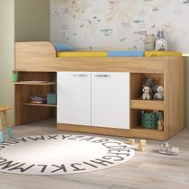 Cama Solteiro Multifuncional para Colchão 188 x 78cm com 2 Portas e Escrivaninha Multimóveis MP4230 Branco