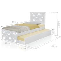 Cama Solteiro Nuvem Cinza Menino e Menina Auxiliar e Colchão