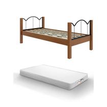 Cama Solteiro Oasis MDF com Detalhes em Aço + Colchão 88x188cm
