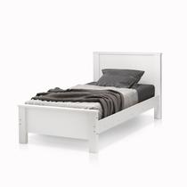 cama solteiro para quarto estilo tradicional mdf c/ pé de madeira retro classico branco fosco Mila cama solteiro para quarto estilo tradicional mdf c/ pé de madeira retro classico branco fosco Mila