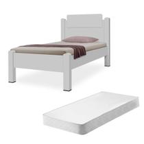 Cama Solteiro Pedro Branco com Colchão Cama Solteiro Pedro Branco com Colchão