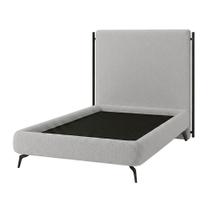 Cama Solteiro Pés Ferro Emma com Cabeceira Parise Bouclé Cinza Claro - Nexta Casa