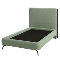 Cama Solteiro Pés Ferro Emma com Cabeceira Parise Bouclé Verde Claro - Nexta Casa Cama Solteiro Pés Ferro Emma com Cabeceira Parise Bouclé Verde Claro - Nexta Casa