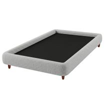 Cama Solteiro Pés Madeira 105cm Emma Linho Cinza Claro - Nexta Casa