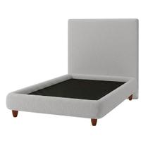 Cama Solteiro Pés Madeira Emma com Cabeceira Parise Bouclé Cinza Claro - Nexta Casa