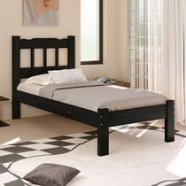 Cama Solteiro Premium Perola Madeira Maciça Cor Preto