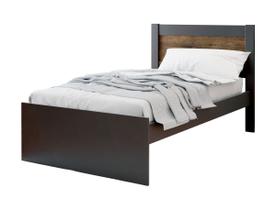 Cama Solteiro Prisma Preto com Jequitibá - JeA Móveis