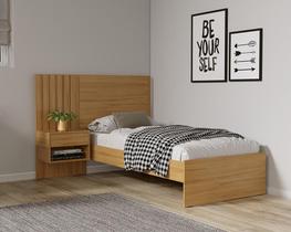 Cama Solteiro Quarto Zara com Mesa de Cabeceira - Robel Móveis